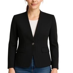 White House Black Market Notch Collar Blazer in Black EUC Size 6